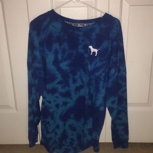 Victoria’s Secret Pink long-sleeve blue tie-dye